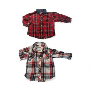Tommy Hilfiger Kids Red and Blue Plaid Button Down Shirt and old navy 6/12 mo